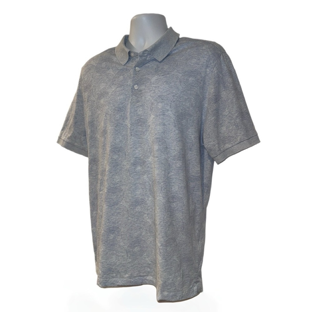 Robert Barakett Polo Shirt Men’s XL Gray Blue Circle Print 100% Cotton - Picture 5 of 12